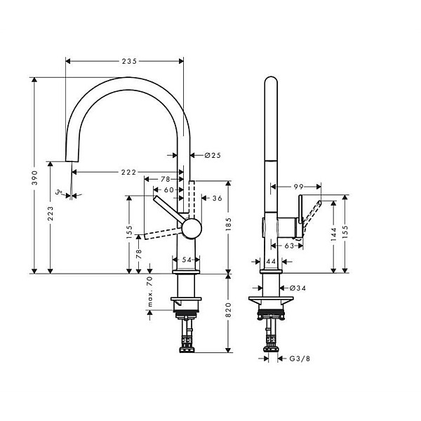 VIRTUVES JAUCĒJKRĀNS HANSGROHE TALIS M54