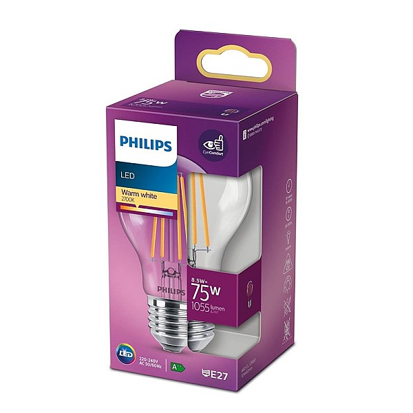 LED lemputė PHILIPS. A60. E27. 8.5 W. 1055 lm. 2700 K