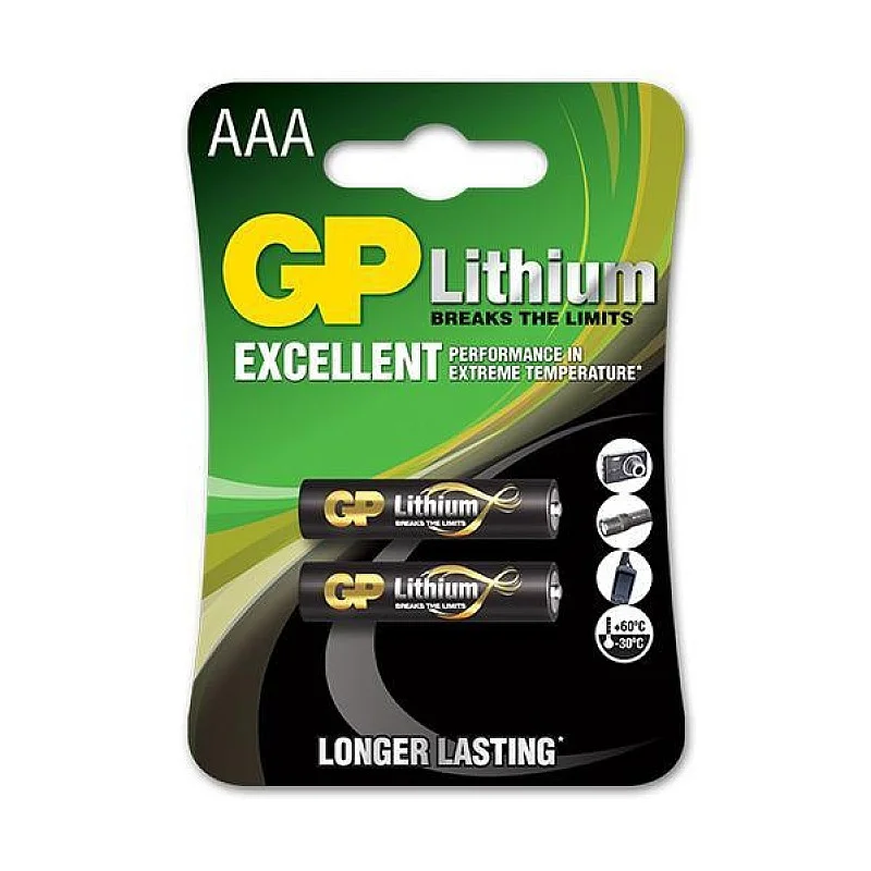 Elementai GP LITHIUM AAA/LR03. 1.5V. 2 vnt. Elementai GP LITHIUM AAA/LR03. 1.5V. 2 vnt.
