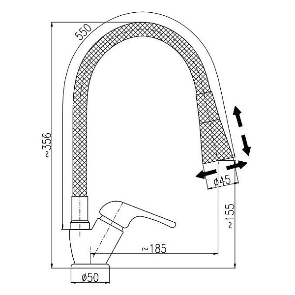 SINK MIXE WITH SVIWEL SPOUT DSA506.5/13S