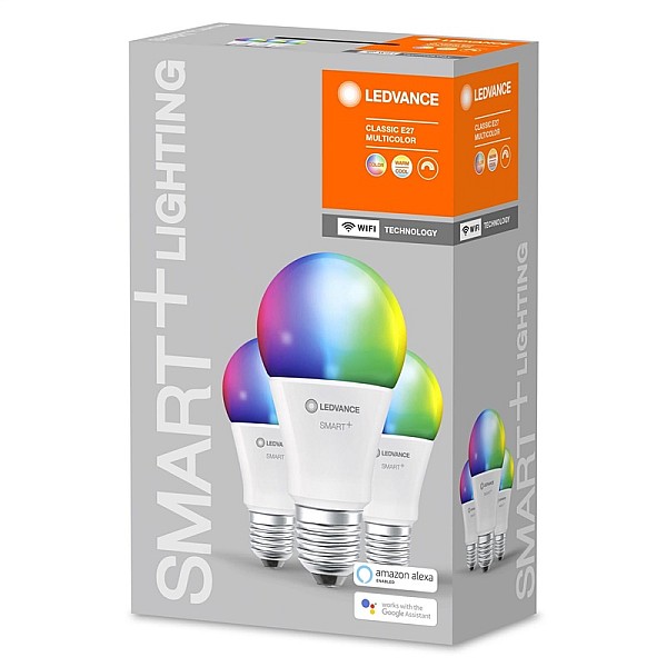 Išmanioji LED lempa SMART WIFI. A60. 9W. E27. 806lm.RGBx3vnt