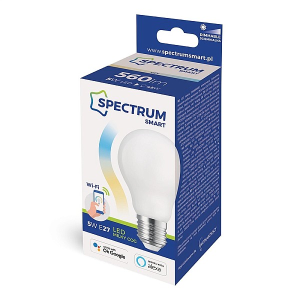 LED GLS 5W COG CCT+DIMM MILK WIFI SMART