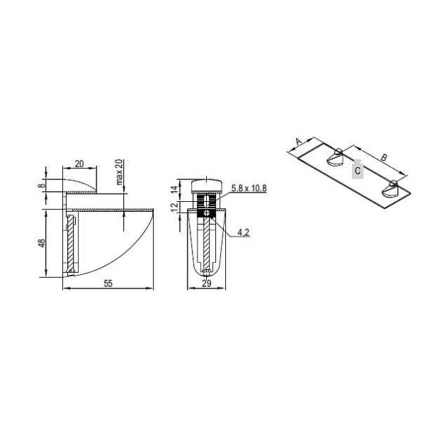 ADJUSTABLE CLAMP FOR SHELVES CR (20/100)