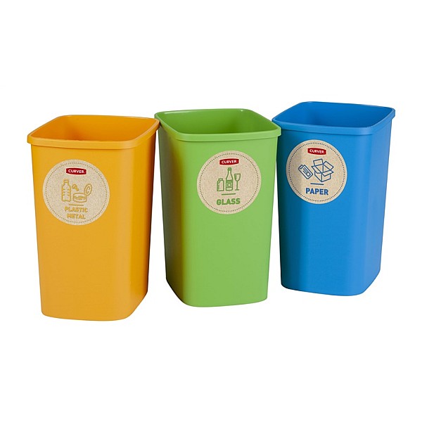 Rūšiavimo šiukšliadėžių rinkinys ECO FRIENDLY. 3 × 9 l