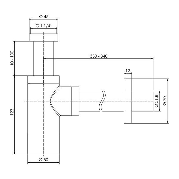 WASHBASIN SIPHON BLACK TYCNER 2312