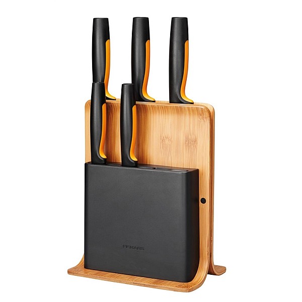 FISKARS FF KNIFE BLOCK BAMBOO 5 KNIVES