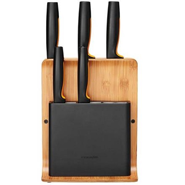 FISKARS FF KNIFE BLOCK BAMBOO 5 KNIVES