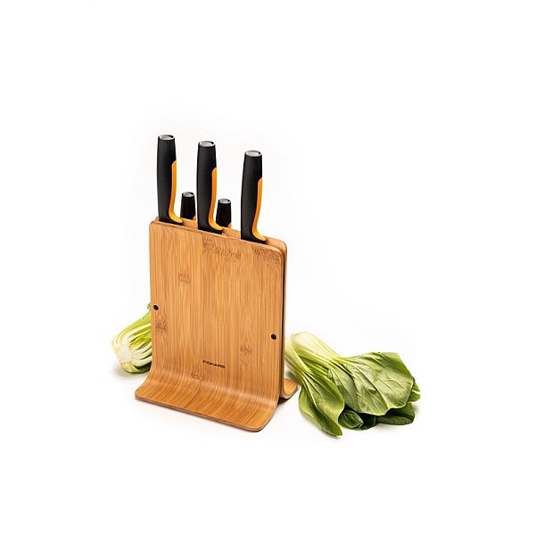 FISKARS FF KNIFE BLOCK BAMBOO 5 KNIVES