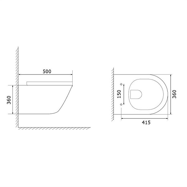 WALL HUNG DOMOLETTI WH8001 RIMLESS