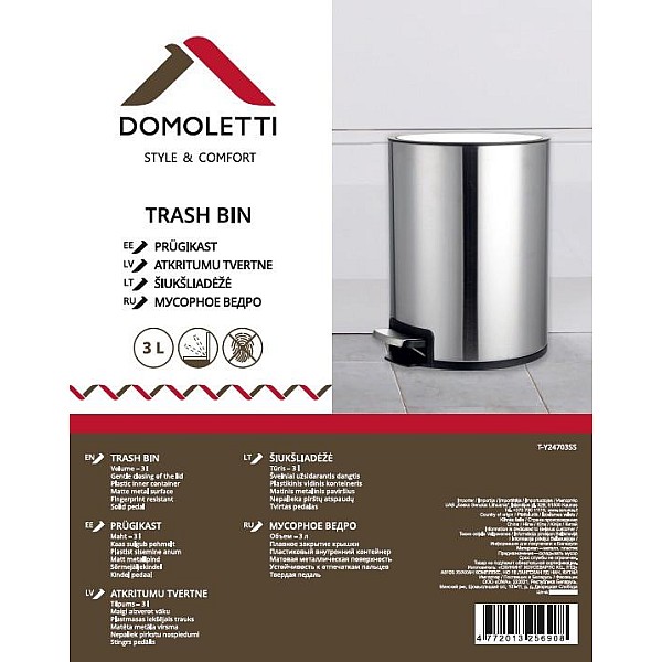 BIN ROUND WITH PEDAL T-Y24703SS 3L SATIN