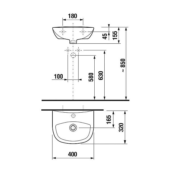 SMALL WASHBASIN ZETA 40 WHTE