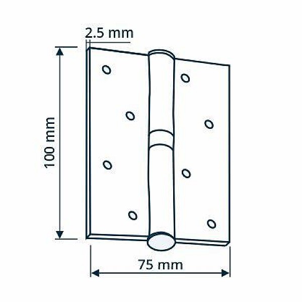 HINGE DOOR 100X75X2.5 PB BRASS-PLATE