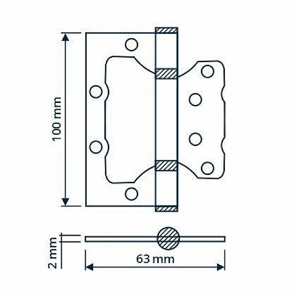 HINGE DOOR 100X63X2MM BRASS PLATED