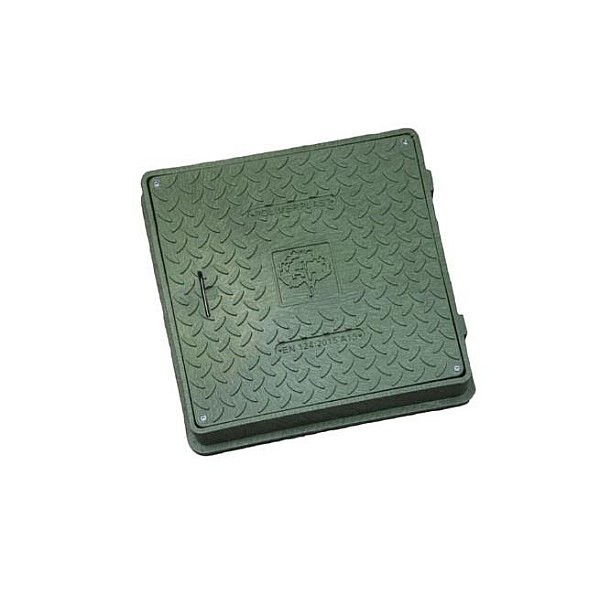 MANHOLE COVER D650MM GREEN SQ.(A15) 1.5T