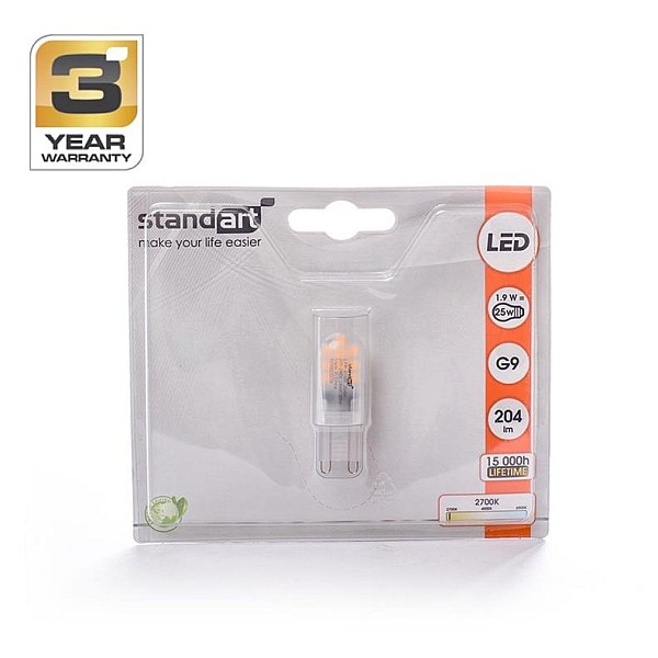 Lemputė STANDART. LED. 1.9W. G9. 2700K. 204LM