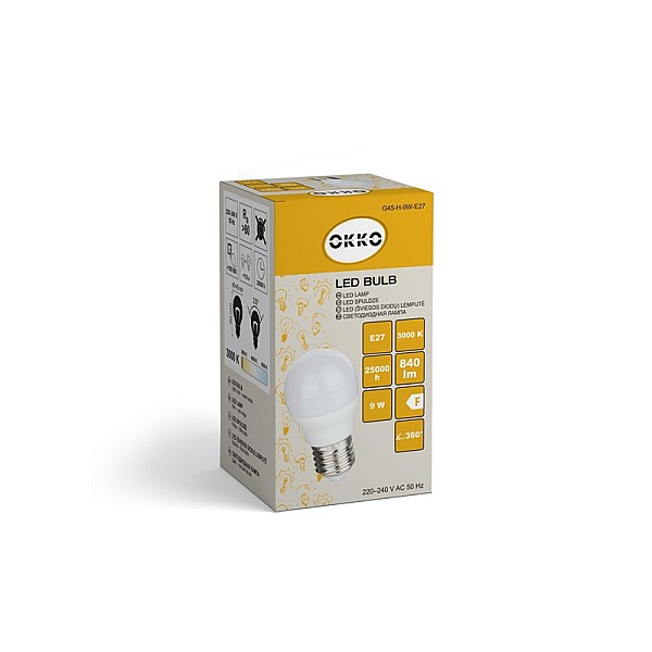 LED BULB G45 9W E27 840LM 3000K MATTE