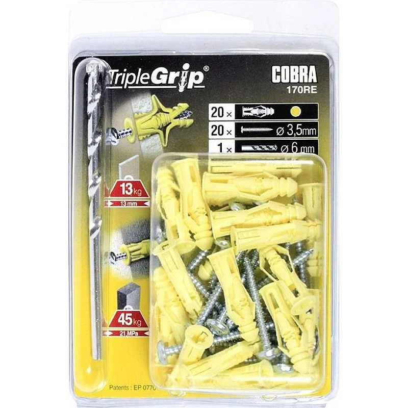 DĪBELIS ĢIPŠK. 3.5X29 MM PLASTM. 20 GAB. DĪBELIS ĢIPŠK. 3.5X29 MM PLASTM. 20 GAB.