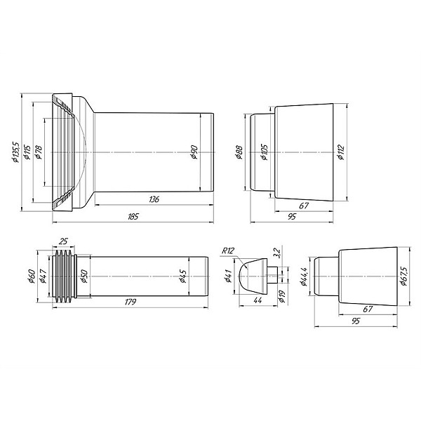 CONCEALED TOILET SPARE PARTS SET