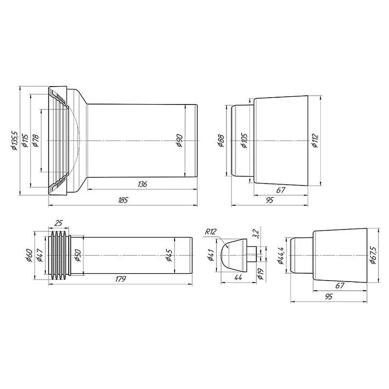 CONCEALED TOILET SPARE PARTS SET