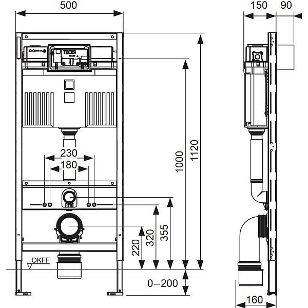 Universāls wc modulis teceprofil h-1120