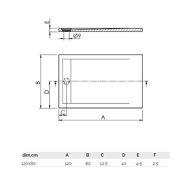 SHOWER TRAY NEW YORK 120X80CM BLACK