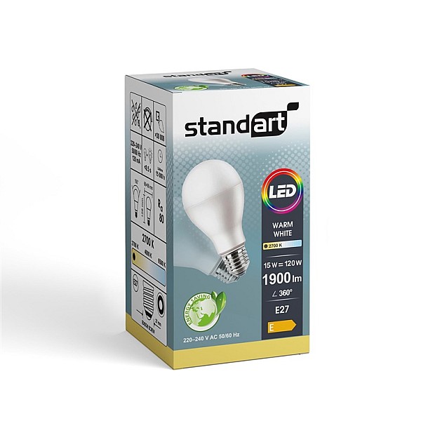 LED lemputė STANDART. A67. E27. 15 W. 1900 lm. 2700 K