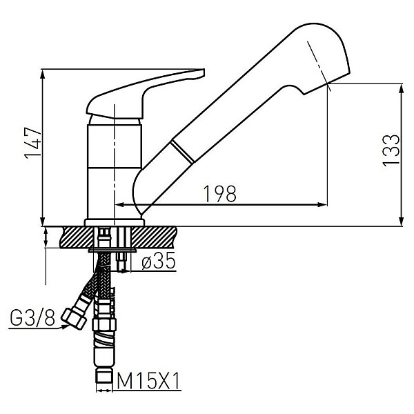 KITCHEN MIXER SPOT DOM-BDS8B. BLACK