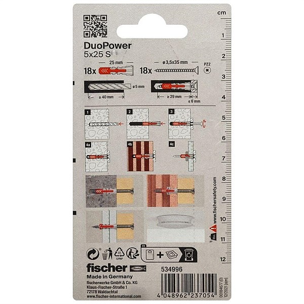 FRAME PLUG WITH SCREW 5X25 MM 18PCS