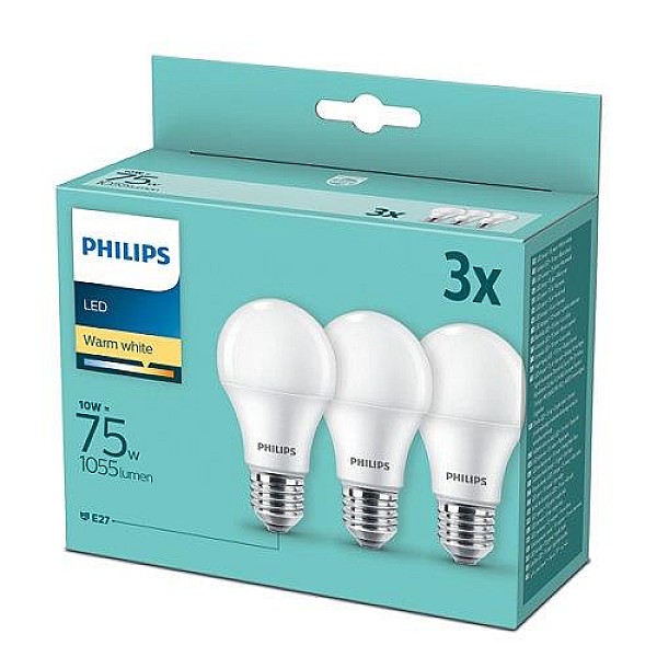 Spuldze Philips A60. 10W. E27. 2700K. 1055lm