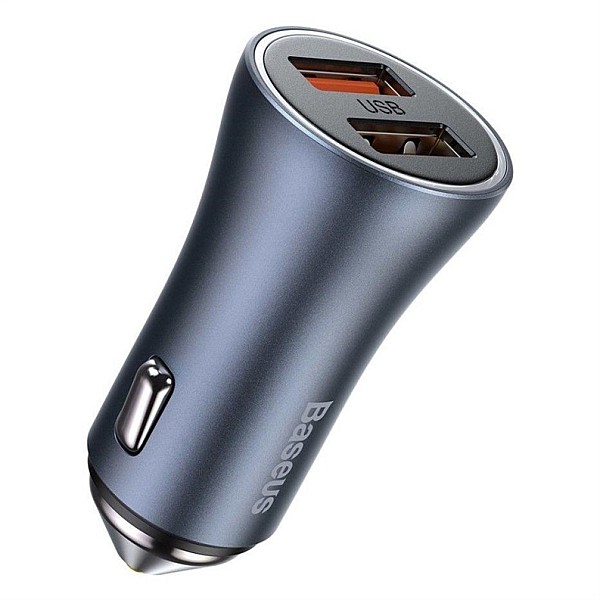 CAR CHARGER 12-24V 2XUSB QC4.0 40W GRAY