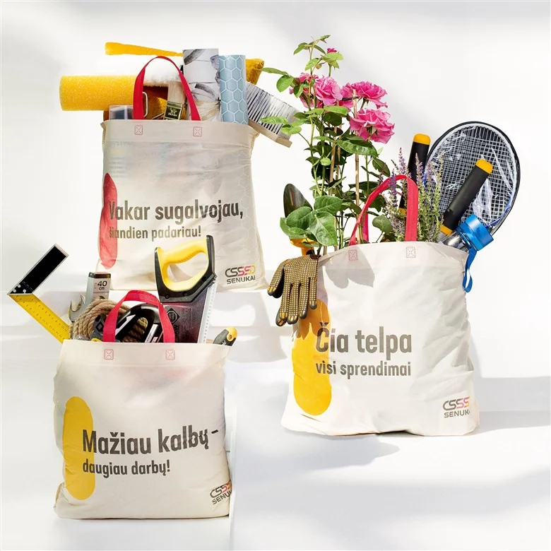 Neaustinės medžiagos maišelis su logotipu LV Te Pietiks Neaustinės medžiagos maišelis su logotipu LV Te Pietiks