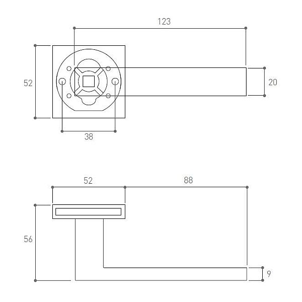 DOOR HANDLE BARCELONA SQUA BLA UNIVERSAL