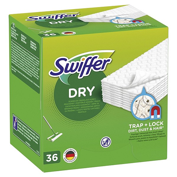 Swiffer Sweeper Sausos Grindų Šluostės. 36 vnt