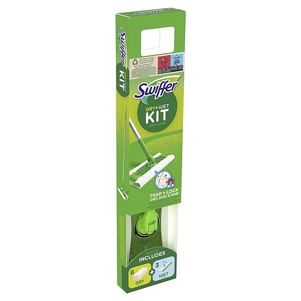 Swiffer Sweeper Kit. Sausas 8 vnt + Šlapias 3 vnt