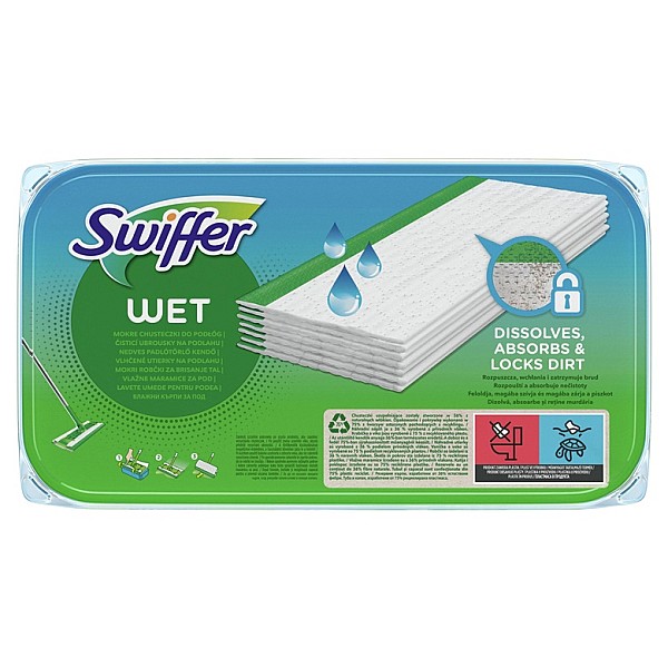 Swiffer Sweeper Mitrās Salvetes. 10 gab