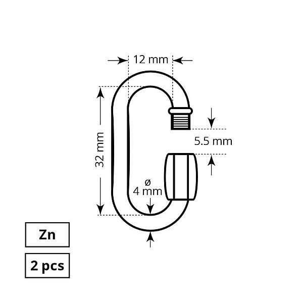 FAST SHACKLE 4 MM ZN 2DD