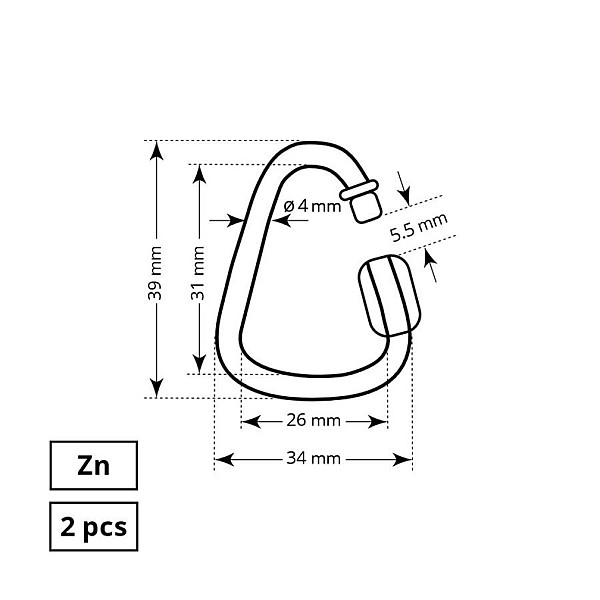 KARABĪNE DELTA 4.0MM ZN 2GB