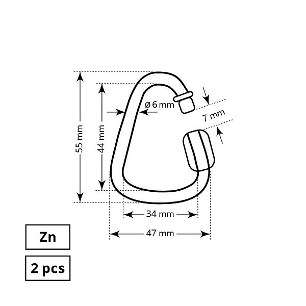 KARABĪNE DELTA 6.0MM ZN 2GB