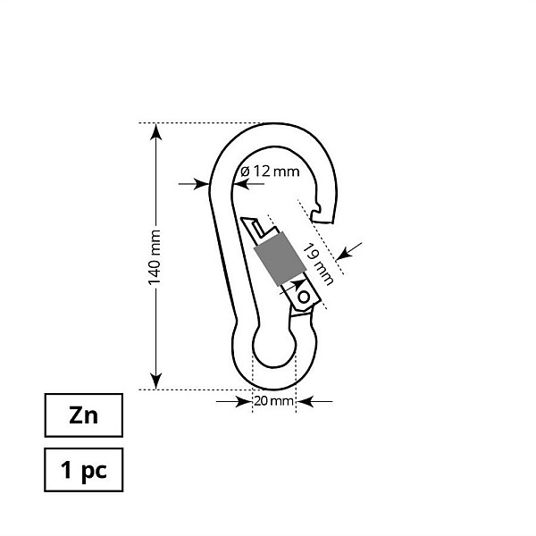 KARABĪNE AIZSKRŪVĒJAMA 12X140MM ZP 1D