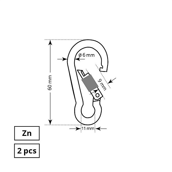 KARABĪNE AIZSKRŪVĒJAMA 6X60MM ZP 2DD