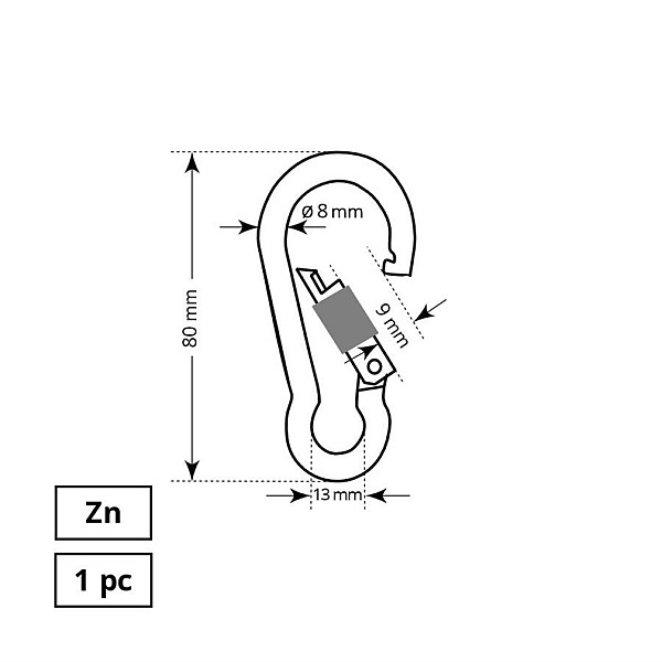 KARABĪNE AIZSKRŪVĒJAMA 8X80MM ZP 1DD