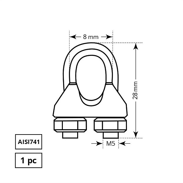 ROPE CLIP 6.0 MM AISI304 1DD