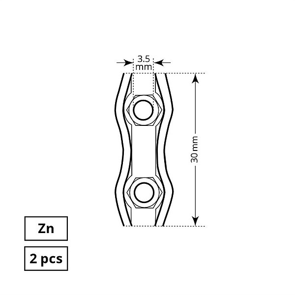 PLANE DOUBLE ROPE CLIP 2 MM 2DD