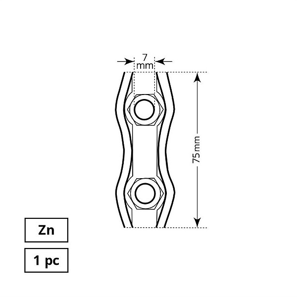 PLANE DOUBLE ROPE CLIP 8 MM 1DD