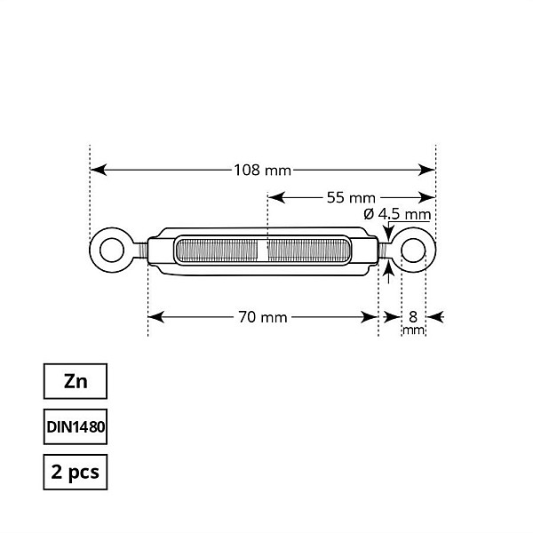 ROPE TURNBUCKLE 1480/M5 LOOP-LOOP 2DD