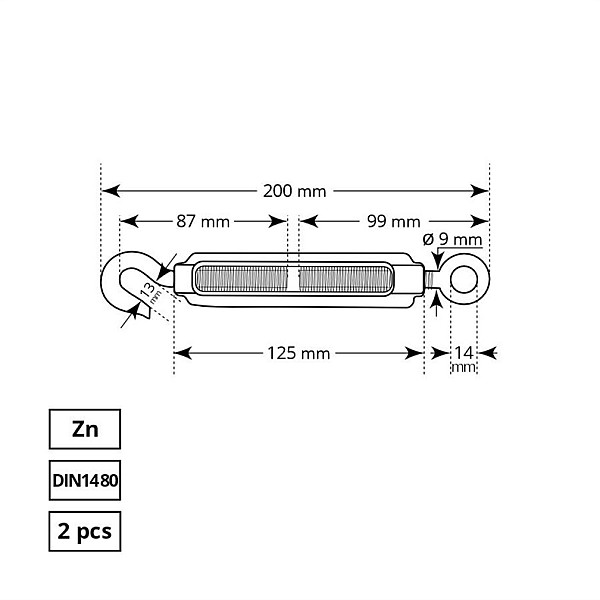 ROPE TURNBUCKLE 1480/M10 2DD