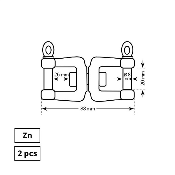 SWIVEL 8 MM JAW-JAW 2DD