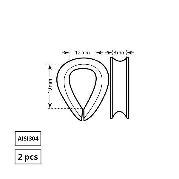 CILPAS TROSEI 3MM AISI304 2DD