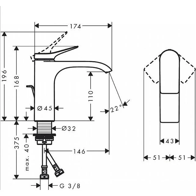 HG VIVENIS BASIN M 110 POP UP WASTE CHR HG VIVENIS BASIN M 110 POP UP WASTE CHR
