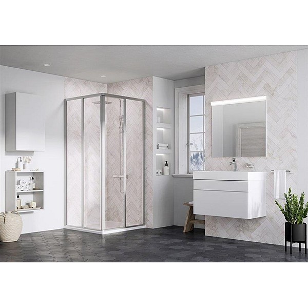 SHOWER WALL SRV2-90 S BLACK+GLASS TRANS